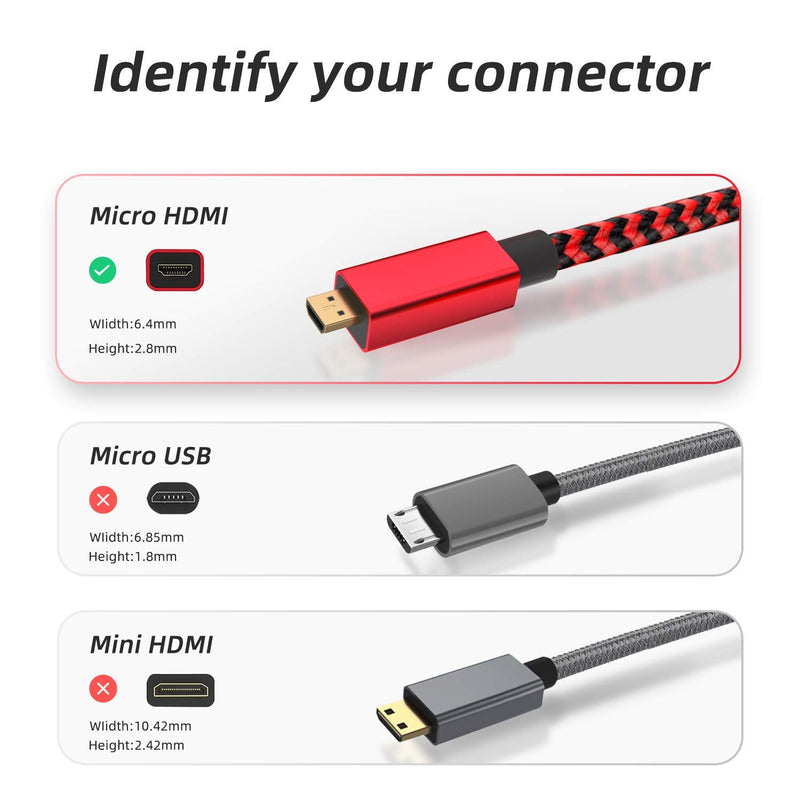 4K Micro HDMI Cable 6.6FT(2-Pack), UseBean Micro HDMI to HDMI Cord 4K@60HZ, Compatible with GoPro Hero 8/7/6/5, Raspberry Pi 4,Sony Camera A6000 A6300,Nikon Z50/B500,Canon RED