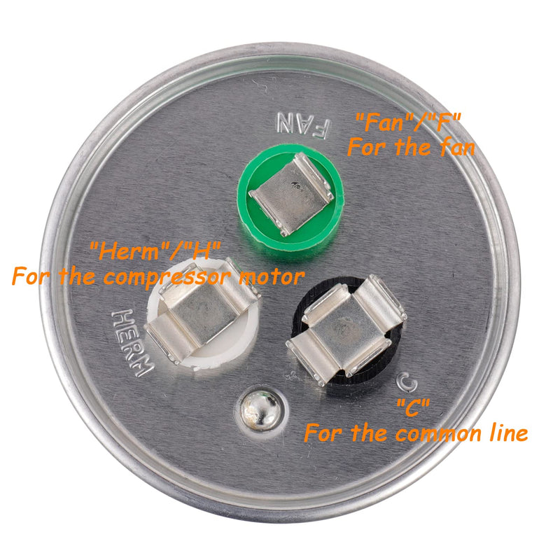HUAREW 35+5 uF ±6% 35/5 MFD 370/440 VAC CBB65 Dual Run Start Round Capacitor for Condenser Straight Cool or Heat Pump Air Conditioner or AC Motor and Fan Starting