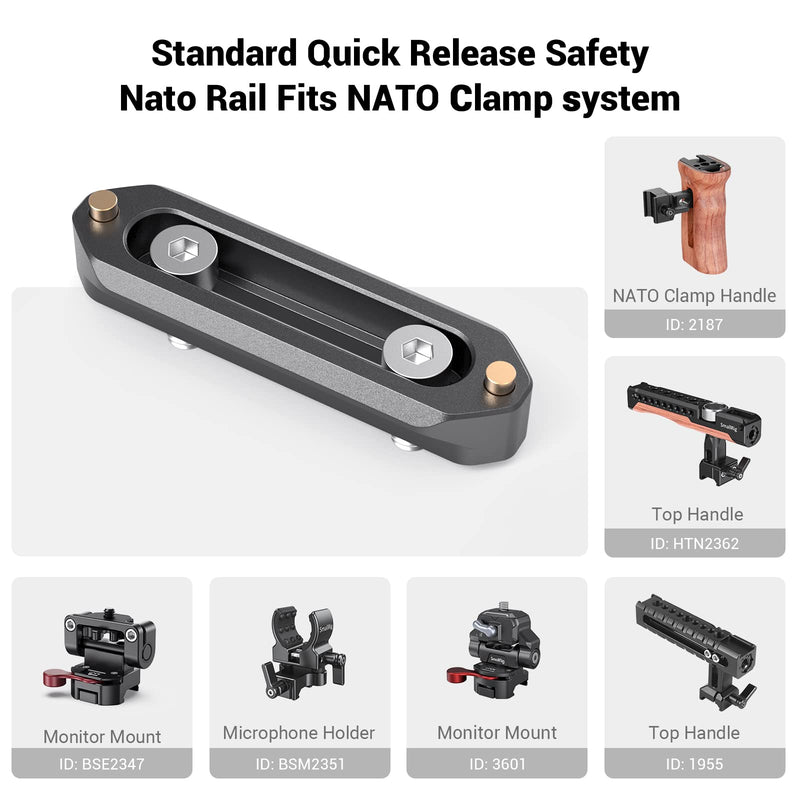 SMALLRIG Quick Release Safety NATO Rail 7cm Long with Spring Loaded Pins for RED Epic / Scarlet, Black Magic Camera, NATO Rail Rigs - 1195 7 cm