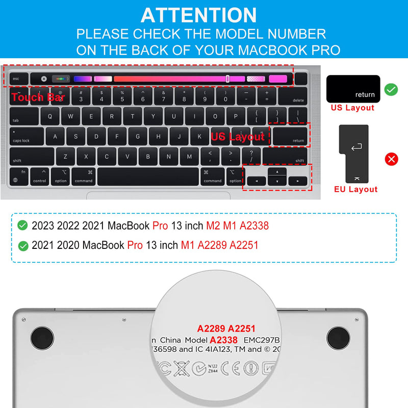 [AUSTRALIA] - CaseBuy Premium Keyboard Cover for MacBook Pro 13 inch M2 2023 2022, 2021 2020 M1 A2338 A2289 A2251 Ultra Thin US Keyboard Protector for MacBook Pro 13" Touch Bar -Clear Macbook Pro 13"(2020-2023) Clear 