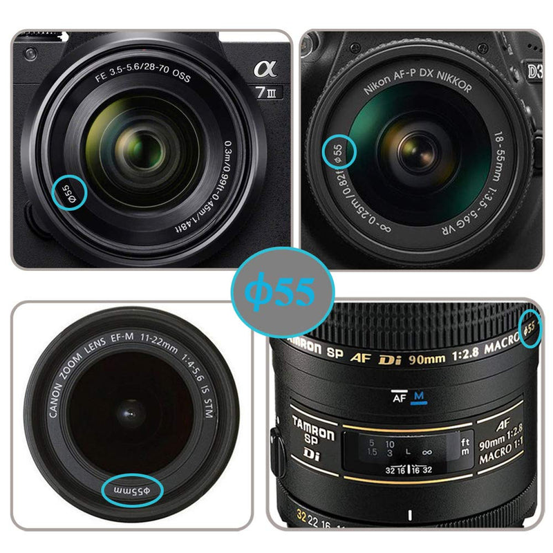 55mm Snap-On Lens Cap for Sony E f/3.5-5.6 18-135 OSS Lens for Sony Alpha a6600 a6400, Fire-Rock Lens Cover for Sony FE 28-70mm f/3.5-5.6 OSS Lens for Sony Alpha a7R Ⅲ Ⅳ-2Packs 55mm