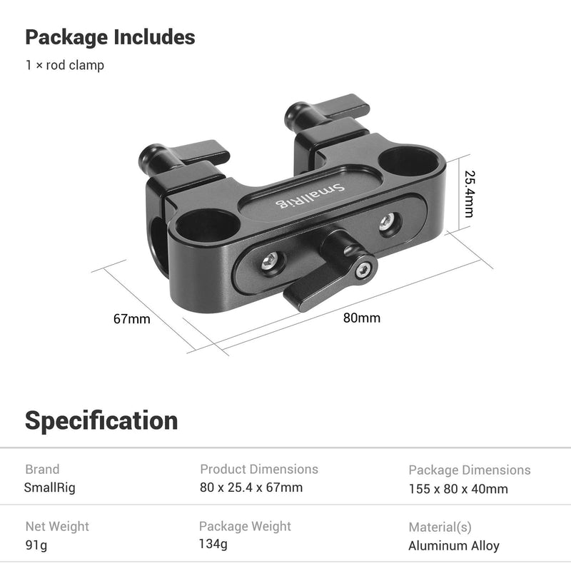 SMALLRIG Clamp 90 Degree Rod Clamp Railblock for Side Handles DSLR Rig - DCD2374