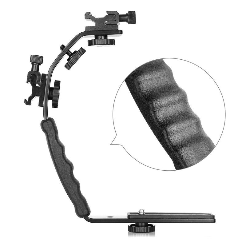 [AUSTRALIA] - ChromLives Camera L Bracket Mount Video Grip L-Bracket with Dual Flash Cold Shoe Mount 1/4'' Tripod Screw, Heavy Duty Padded Hand Grip for DSLR Camera Camcorder (Updated) 