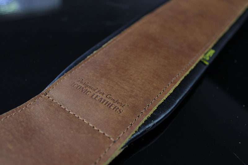 Iconic Leathers 3.25" Wide Natural Brown Dual Padded Leather Guitar and Bass Strap IL-5NatBrn