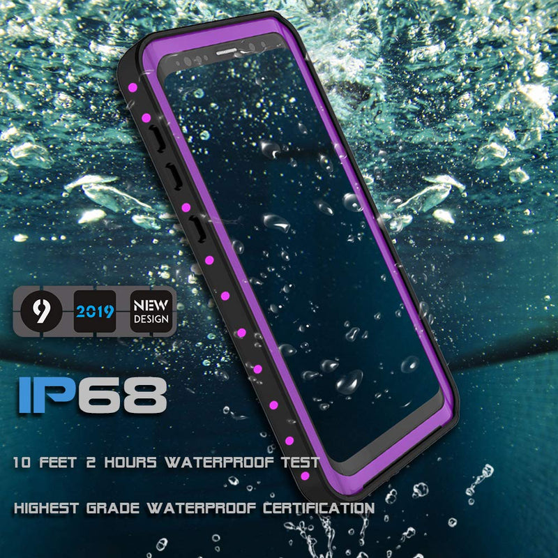 AMORNO Galaxy S9 Waterproof Case, Waterproof Shockproof Dustproof Dirtproof Full Body Case Built in Screen Protector with Touch ID for Samsung Galaxy S9 (Purple) Purple