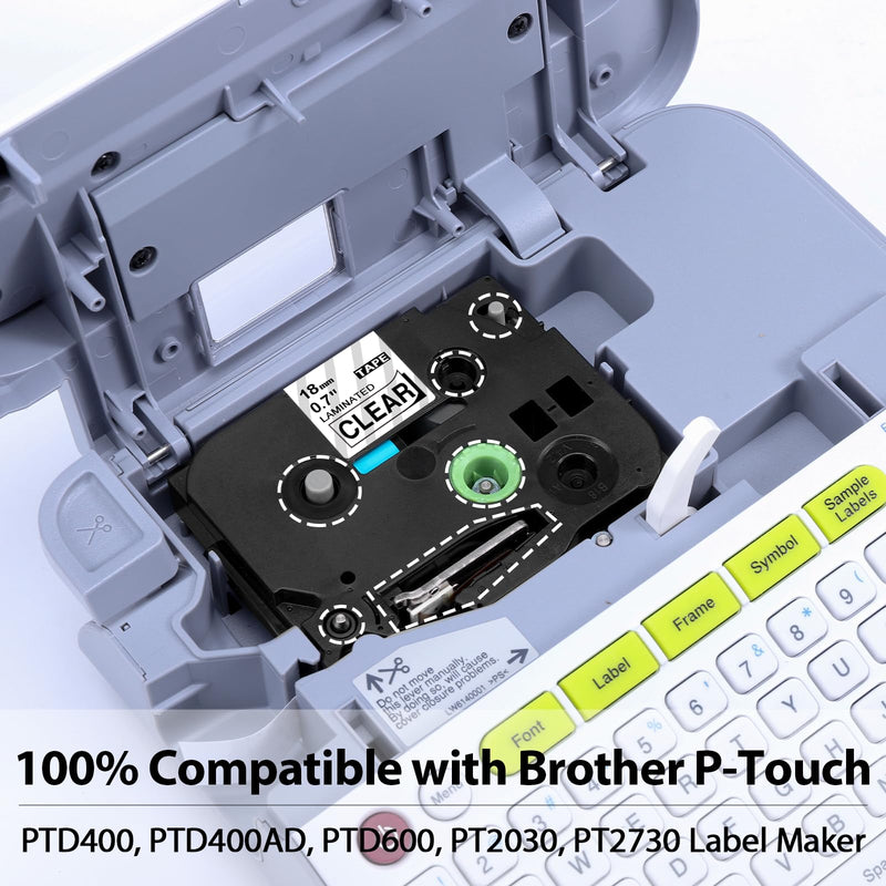 Tz Tape 18mm 0.7 Laminated Clear Replacement for Brother TZe-141 TZe141 Black on Clear 3/4" Compatible with Brother P Touch Label Tape 18mm Clear for PTD400 PTD410 PTD600 PT1750, 3-Pack 18mm (3/4")