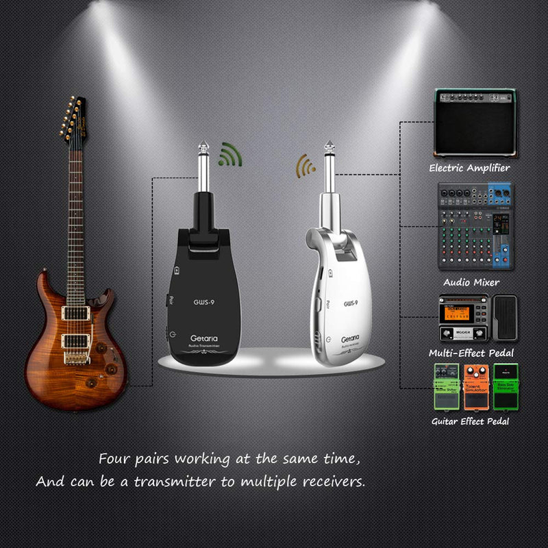 Getaria Wireless Guitar System 2.4GH Guitar Transmitter Receiver set for Electric Guitar Bass Violin GWS-9