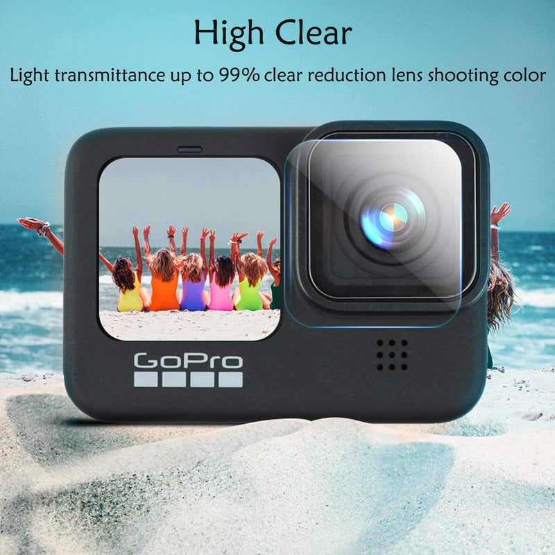 [9pcs] hero 9 Screen Protector for GoPro Hero 9/Hero 10 Black, Ultra Clear Tempered Glass Screen Protector + Tempered Glass Lens Protector + Tempered Glass Front LCD Display Film for GoPro Hero 9/Hero 10 Action Camera