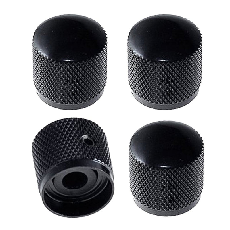 Musiclily Metric Heavy Metal Electric Guitar Dome Knobs for Fender Stratocaster Telecaster Electric Guitar Bass, Black(Pack of 4)