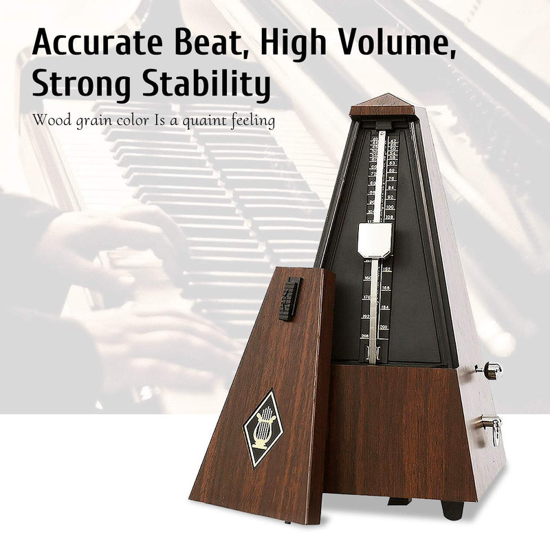 Antique Mechanical Metronome, Pyramid Design Plastic Music Timer, for Piano Guitar Violin Musical Instrument,Ideal for Music Lovers, Beginners or Musicians (Teak)