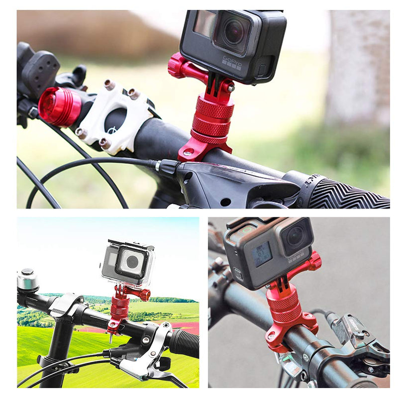 ParaPace Mountain Bike Mount for GoPro Hero 10/9/8/7/6/5s/5/4s/4/3+, 360 Degree Rotation Aluminium Bike Handlebar Holder Bicycle Rack Adjuster for Action Camera DJI Xiaoyi CASIO(Red) red