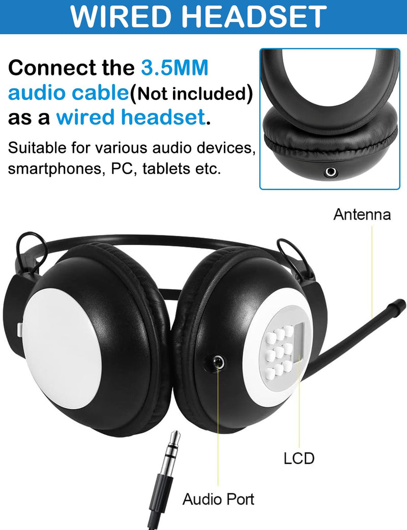 ZHIWHIS FM Portable Radio, Stereo Headsetwith LCD,Over Ear Foldable, Pocket Walkmen Conference Receiver, Small Wireless/Wired Headphones Operated by 2 AA Batteries for Walking/Running ZWS-308