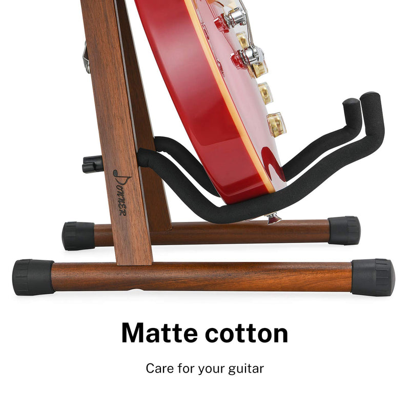 Donner Wood Guitar Stand, Acoustic Electric Guitar Floor Stand, A Frame Folding Guitar Holder Adjustable for Bass, Cello, Mandolin, Banjo, Ukulele