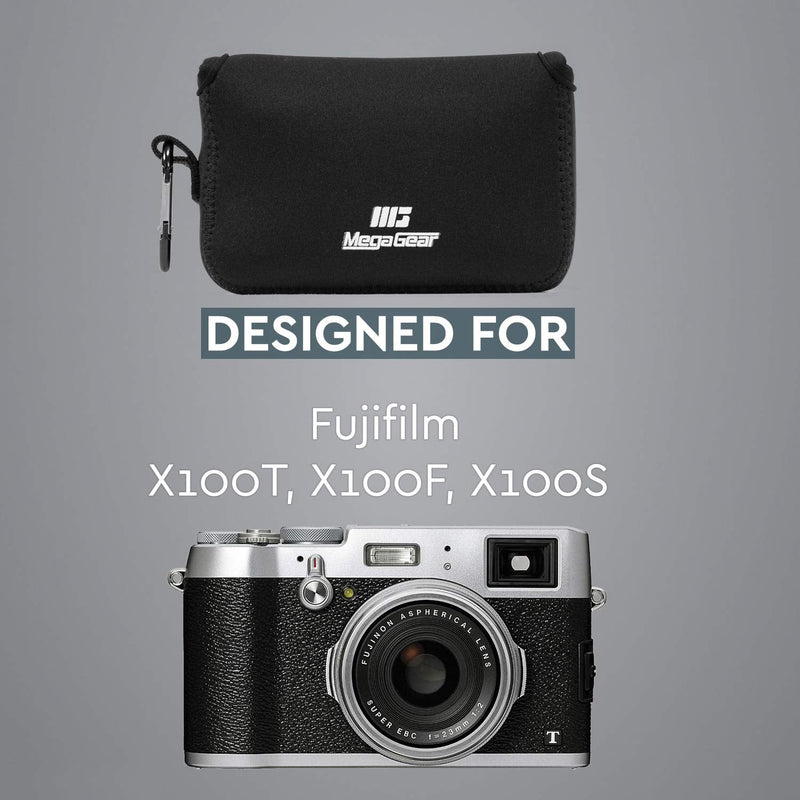 MegaGear Fujifilm X100F, X100T, X100S Ultra Light Neoprene Camera Case, with Carabiner - Black - MG1094