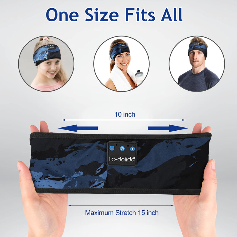 LC-dolida Sleep Headphones Bluetooth Headband, Wireless Sport Sleeping Headphones Mask with Thin HD Stereo Speakers for Side Sleepers, Running, Insomnia, Travel,Cool Gadgets for Women Man Fashion Blue- All-Match Color