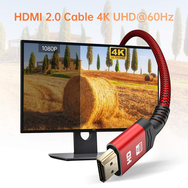 4K HDMI Cable, 2 Pack Goalfish 6.6FT 18Gbps High Speed HDMI 2.0 Cable Support Ultra HD, 2160P 1080P 3D, Ethernet & ARC Braided HDMI Cord Compatible Laptop, Monitor, PS5/4, Fire TV, Apple TV & More 6.6 Feet