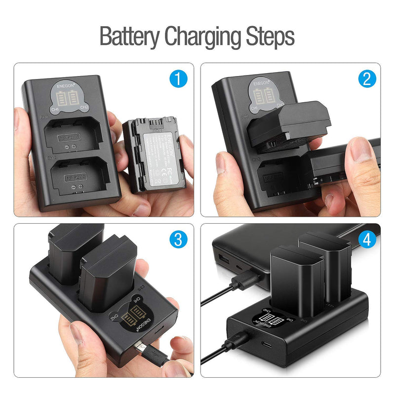 ENEGON NP-FZ100 Replacement Battery (2-Pack) and Rapid Dual USB Charger Set for Sony NP-FZ100,Sony Alpha 9,Sony A9,Sony Alpha 9R,Sony A9R,Sony Alpha 9S,Sony A9S,Sony A7RIII A7R3,Sony a7iii,a7riv,a7r4