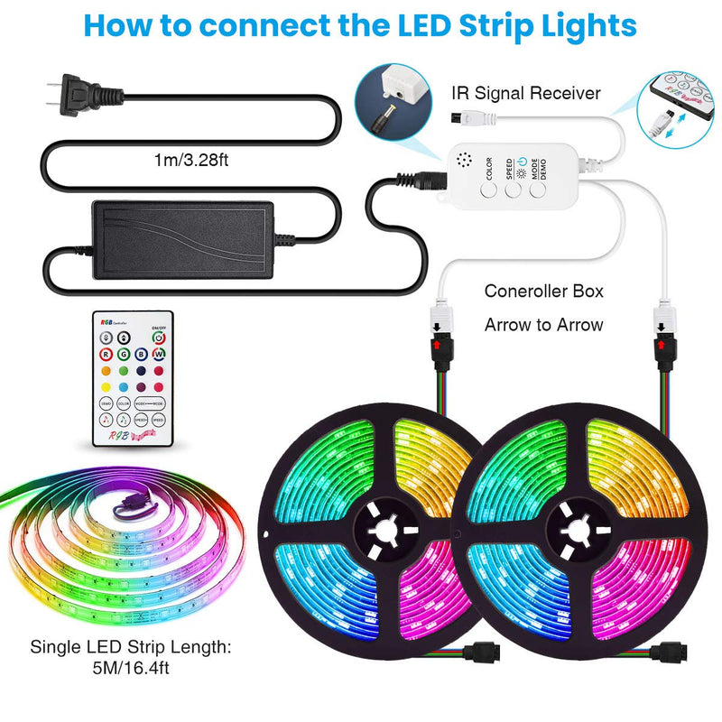 [AUSTRALIA] - Elfeland LED Strip Lights 32.8FT/10M 300 LEDs IP65 5050 RGB Strip Lights Music Sync Color Changing Rope Lights Flexible Tape Light Kit with APP Controller for Bedroom Home Kitchen 