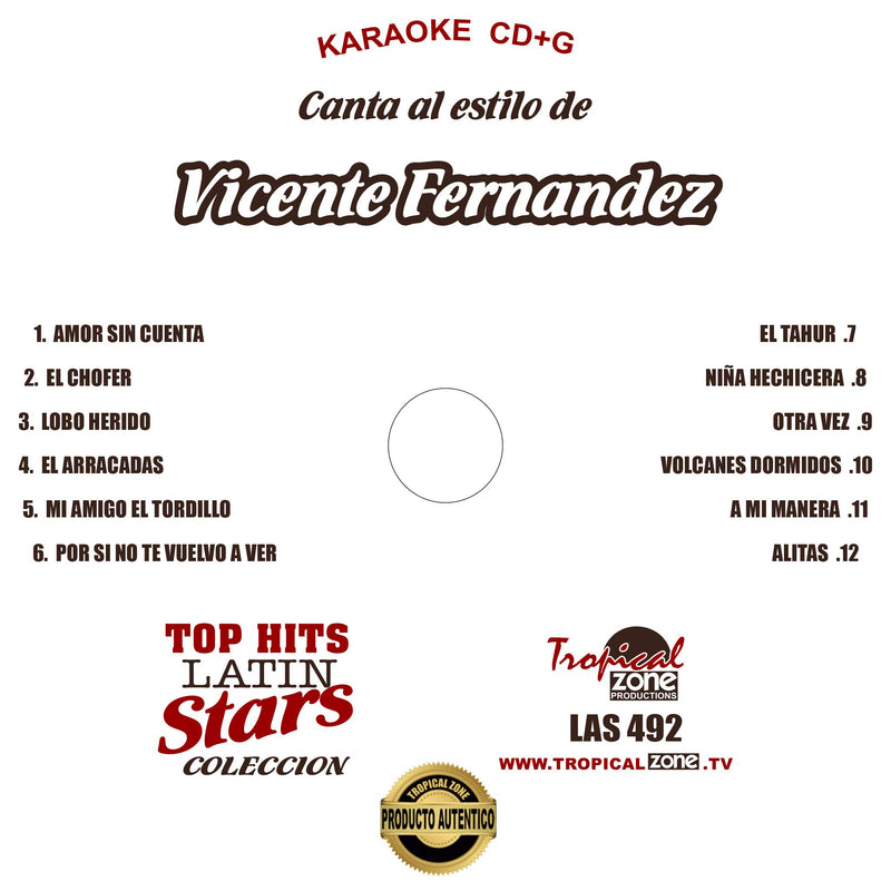 Karaoke Top Hits Latin Stars 492 Vicente Fernandez