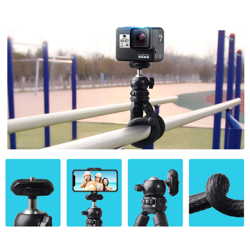 Ruittos Phone Tripod, Cell Phone Flexible Tripod Octopus with Bluetooth Camera Remote, Mobile Tripod Mount Adapter, Compatible with iPhone 11 Xs Samsung Andriod Live Streaming Vlog (Flexible Tripod)