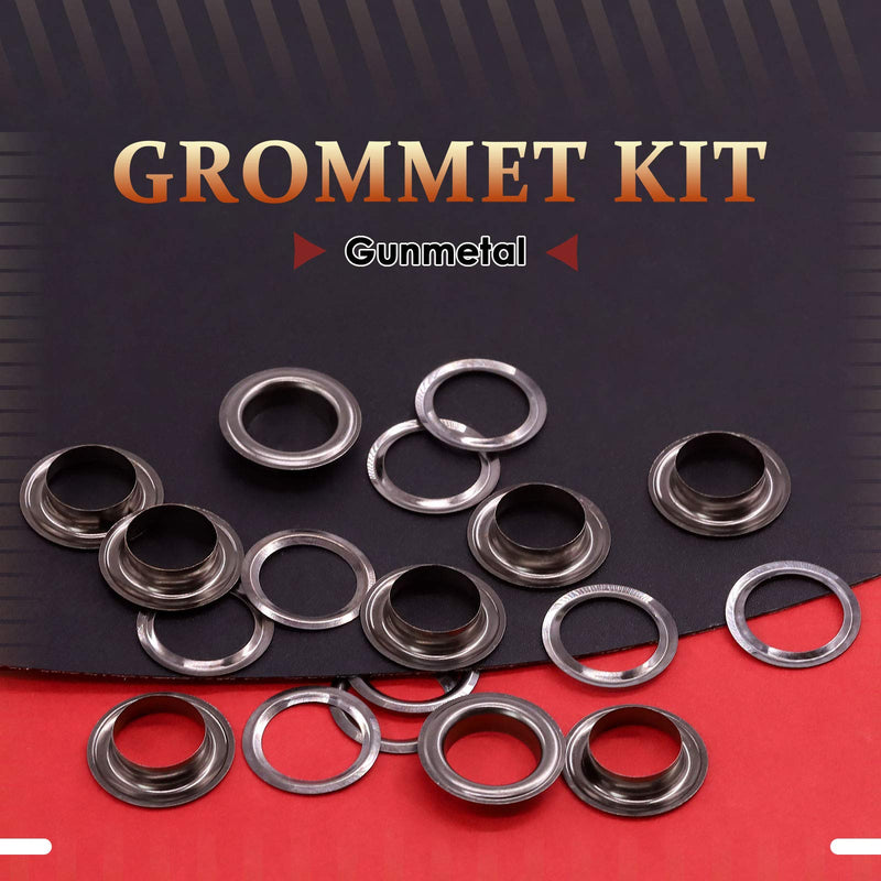 Hilitchi 120 Sets 1/2 Inch Grommets Eyelets Grommet Kit with Punch Hole Tool Installation Tool for Tarpaulin, Fabric, Curtains and Craft Making, Tarpaulin Repair (Black Plating) Black Plating