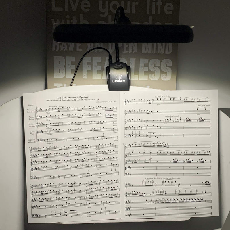 Lumiens L9 - Music Stand Light Clip On - LED Musician Lamp for All Music Stands, Pianos, Orchestra Pits, Work Tables, Desks, and More - #1 Among Music Stand Lights - AA Battery Powered