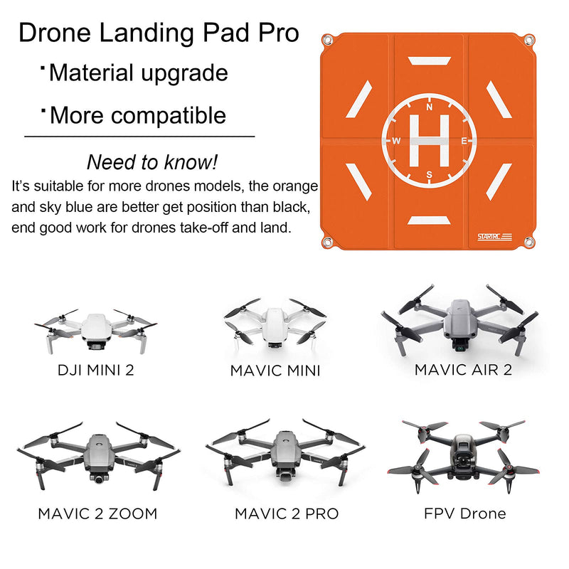 STARTRC Drone Landing Pad Pro, Universal Waterproof Portable Fast-Foldable Helipad for DJI Air 2S/Mavic Mini 2/Mavic Air 2/Mavic 3/Mavic 2/Holy Stone/DJI FPV Drone/RC Quadcopters (20-inch)