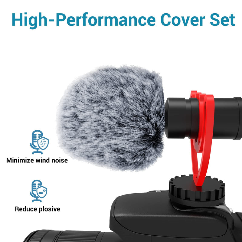 Cubilux WSF-1 Double Layers Furry Windscreen, Dead Cat and Foam Cover Set Compatible with VideoMicro, VideoMicro II, VideoMic Me/Me-L/Me-C, VRX10, V-Mic, Windshield for Mini Shotgun Microphone
