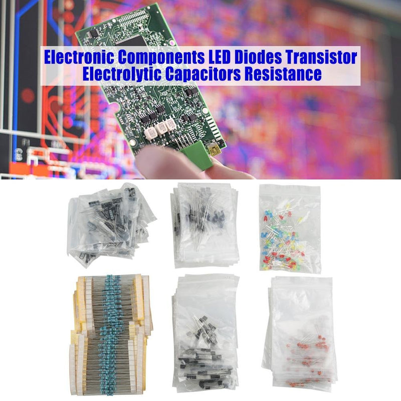 1390pcs Electronic Components Kit Assortment 100 LEDs +100 Diodes +170 Transistor +120 Electrolytic Capacitors + 600 Resistors + 300 Ceramic Capacitors
