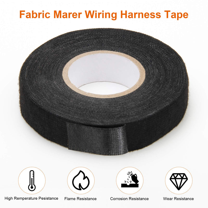 Adecco LLC 2 Rolls Wire Loom Harness Tape, Wiring Harness Cloth Tape, Adhesive Fabric Tape for Automobile 15m/19mm