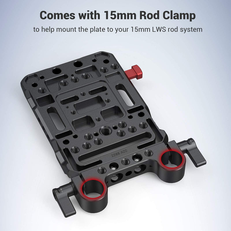 SMALLRIG V-Lock Mount Battery Plate with Dual 15mm Rod Clamp - 3016