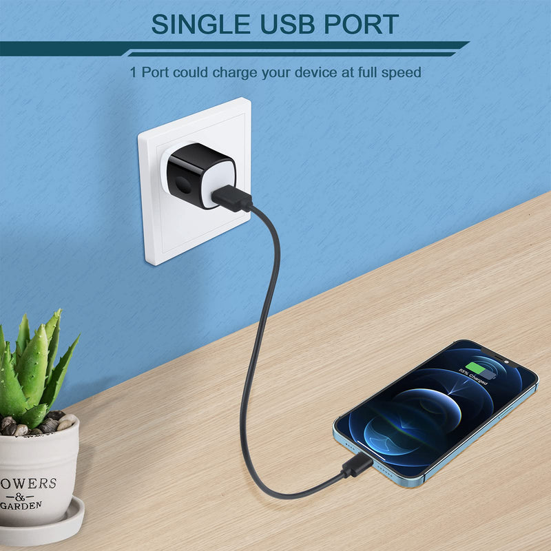 USB Charger Plug, Wall Chargers Block, AILKIN 5Pack 1A 1-Port Wall Outlet Adapter Block Cube Box for iPhone 12 mini Pro Max/11/X/XR/XS Max/8, Samsung Galaxy S21/S20, Motrola, OnePlus, LG, Google Pixel Multi-colored(black)