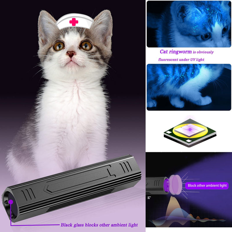 [AUSTRALIA] - Wood's UV Lamp,Portable 365nm Pet Cat Dog UV Black light Flashlight Cat Ringworm Detector,Doctor Pet Urine Detector for Analyzing Skin Dog Cat Care Bed Bug Inspection 