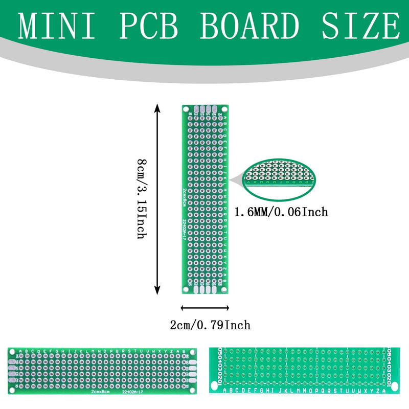 YUNGUI 20 Pcs 2x8cm PCB Board Small Prototype Boards Universal Printed Circuit Boards Breadboard for DIY Soldering Electronic Project
