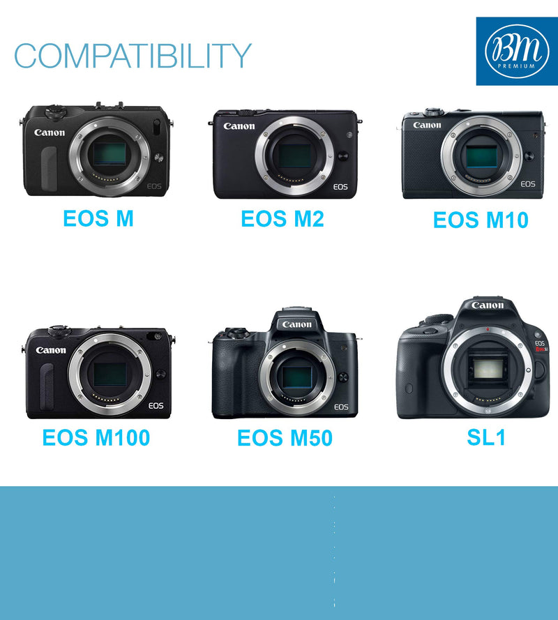 [AUSTRALIA] - BM Premium LP-E12 Battery and Charger Kit for Canon EOS-M, EOS M2, EOS M10, EOS M50, EOS M50 Mark II, EOS M100, EOS M200, SX70 HS, Rebel SL1 Cameras 