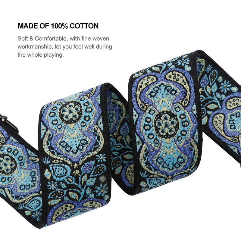 Ukulele Strap, Eyeshot Hawaiian Jacquard Blue Totem Ukelele Shoulder Strap, Suitable for Soprano Concert Tenor Baritone String Instruments