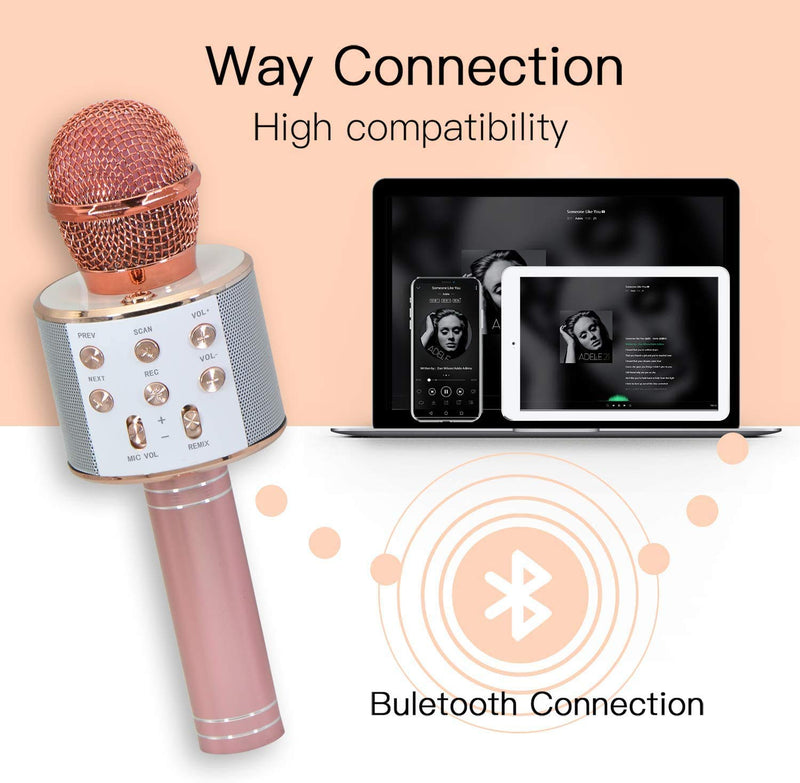 [AUSTRALIA] - 4-12 Year Old Boy Girls Gifts Toys, Wireless Portable Handheld Bluetooth Karaoke Microphone for Kids Birthday Present Stocking Fillers Stocking Stuffers AB02(Rose Gold) Rose Gold 