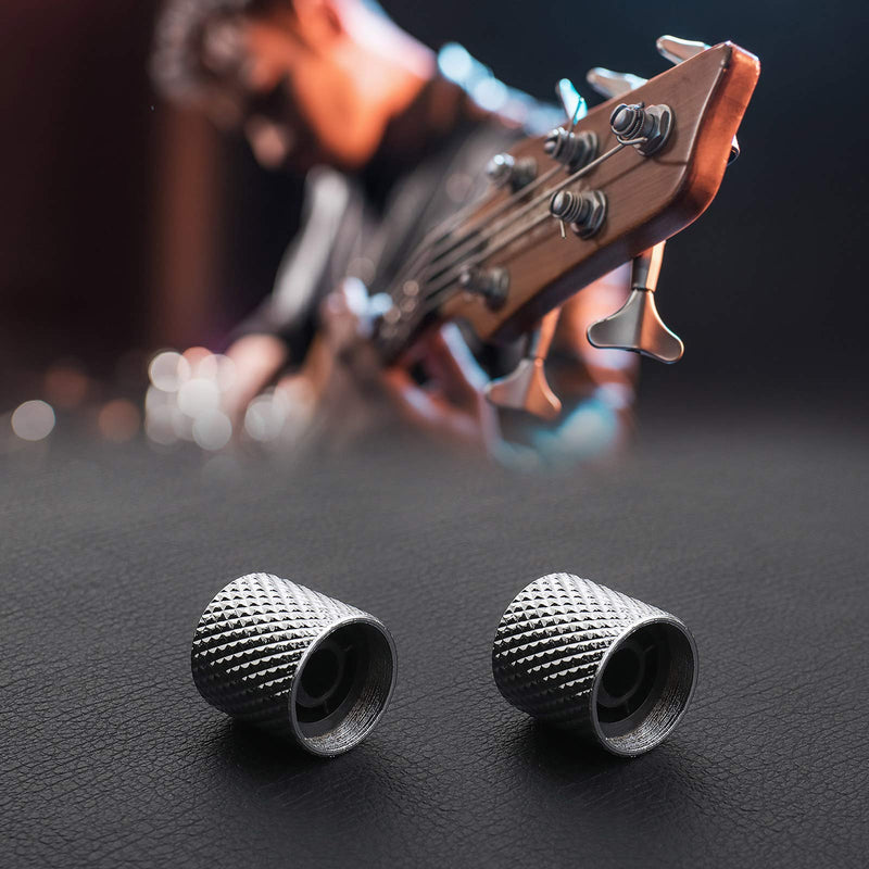 4Pcs Silver Guitar Tone Volume Control Knobs Metal Flat Top Control Knobs 6mm Diameter Shaft Dome Style For Electric Guitars Bass Replacement Part