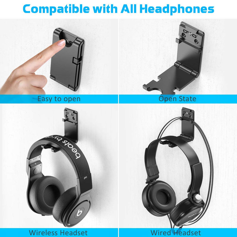 Headphones Universal Wall Mount, Hanger Holder, OIVO Upgraded with Cable Slot & Rotable Design- 1 Pack