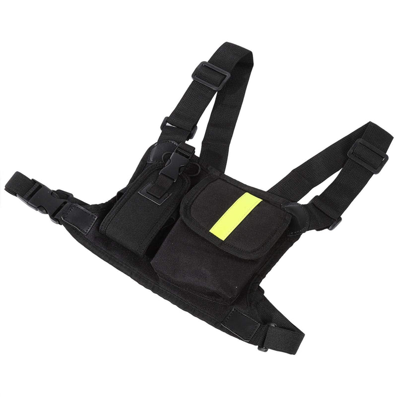 Socobeta Chest Harness Front Pack Adjustable Bright Yellow Nylon Holster Vest Chest Rig for Walkietalkie