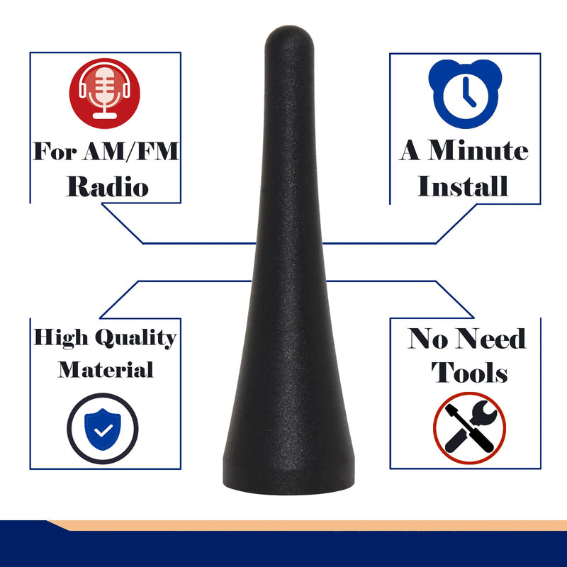 Anina 3.8 inch Antenna Mast for Mazda Miata 2006-2021 MX5-ND-NC-RF Aluminum Alloy Aftermarket Stubby Antenna for AM/FM Radio Wash Proof Car Antenna