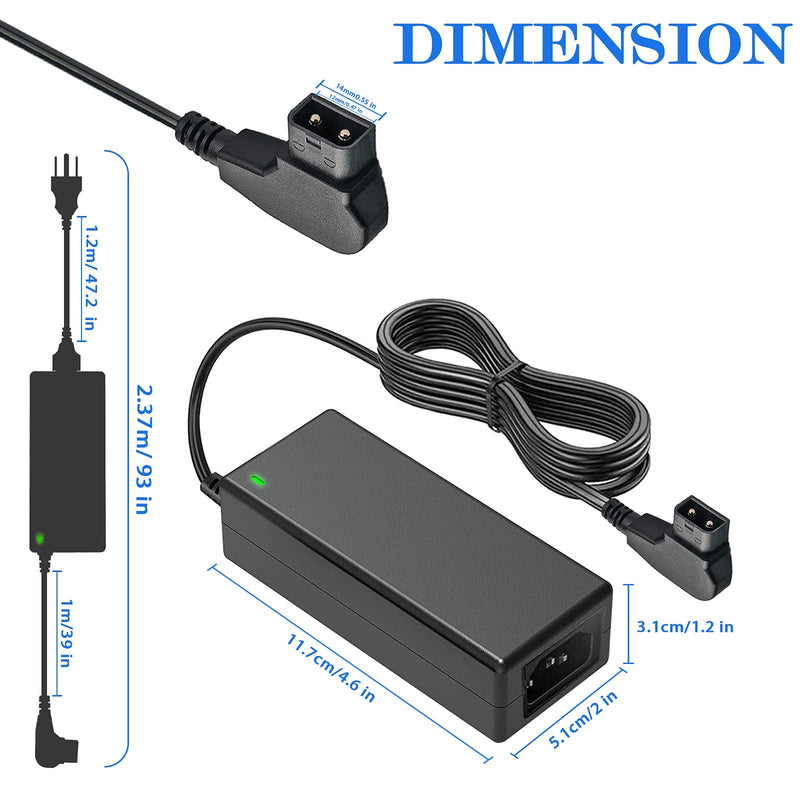 D Type Quick Charger with D Tap Cable for V-Mount/V Lock/Gold Mount Battery, for Sony BP-U65 BP-U68 HDW-800P HDW-F900R PDW-680 PDW-850 DSR-650P PMW-F55 Camcorders, DC 16.8V 3A.