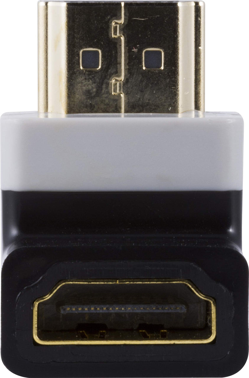 GE Right Angle HDMI Adapter, Ideal for Wall Mounted TVs, Gaming Monitors, Tight Spaces, Full HD 1080P, Prevents Cable Damage and Performance Loss from Bending, 34896, Black