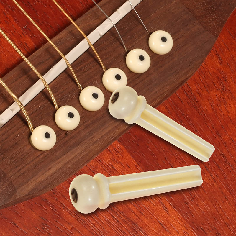 Hricane Guitar Bridge Pin Bone Guitar Bridge Saddles and Nuts Acoustic Guitar Pegs Guitar Accessories Set with Guitar Pin Puller white