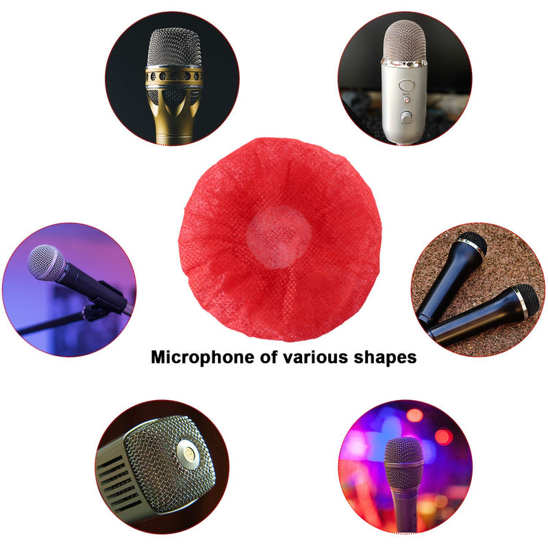 [AUSTRALIA] - 200 Pieces Disposable Microphone Cover Non-Woven Microphone Cover Windscreen Mic Cover Protective Cap for KTV Recording Room News Gathering, 3 Inch (Red) 