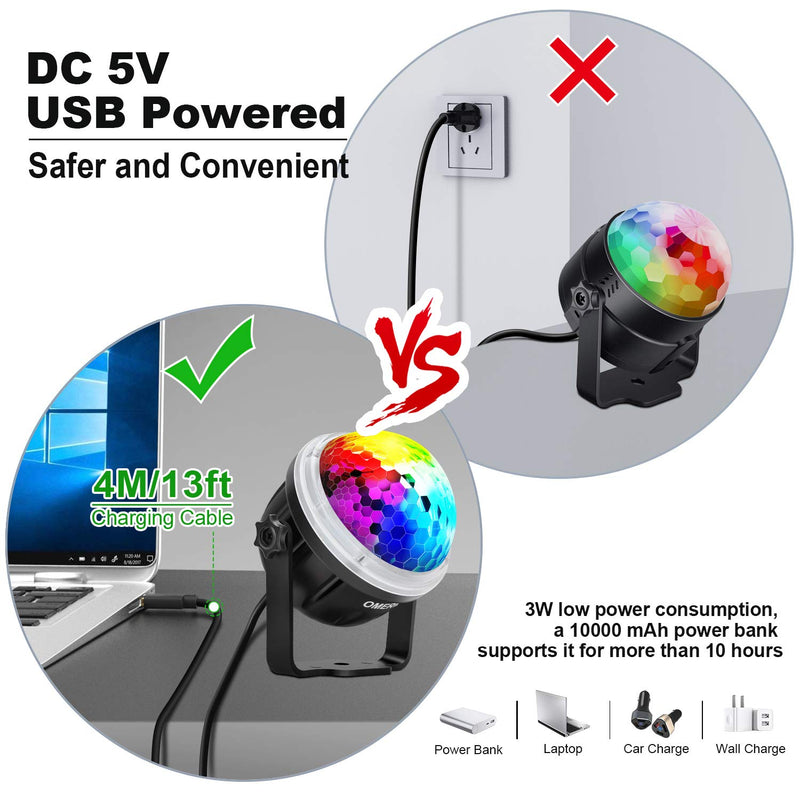 [AUSTRALIA] - OMERIL Party Lights Disco Ball, USB Powered 11 RGBY Color Disco Lights Sound Activated Strobe Light with Remote Control DJ Lights for Home Room Parties Birthday Bar Karaoke Xmas Wedding Show Club 