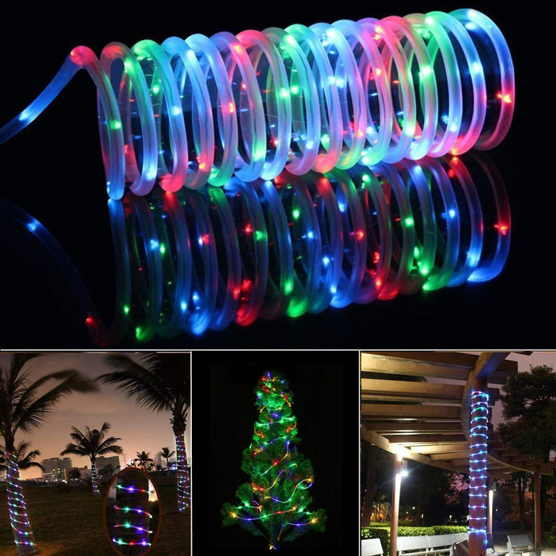 Sunboia Solar Rope Lights,23ft 50 LED Solar Tube String Lights, Waterproof Fairy Decorative Lights for Outdoor Garden Patio Holiday Yard Home Wedding Party Festival Christmas(Multicolor) Multicolor