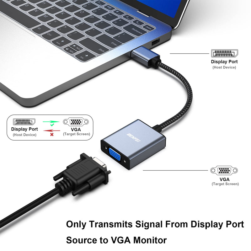 BENFEI DisplayPort to VGA, DisplayPort to VGA Adapter Male to Female Gold-Plated Cord