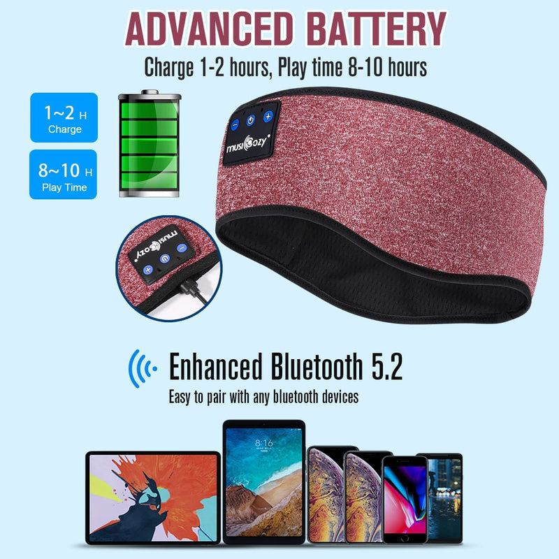 [AUSTRALIA] - MUSICOZY Sleep Headphones Bluetooth Headband Wireless Music Headband Headphones, Earbuds IPX6 Waterproof for Side Sleepers Women Men Workout Running Insomnia Travel Yoga Cool Gadgets Unique Gifts 