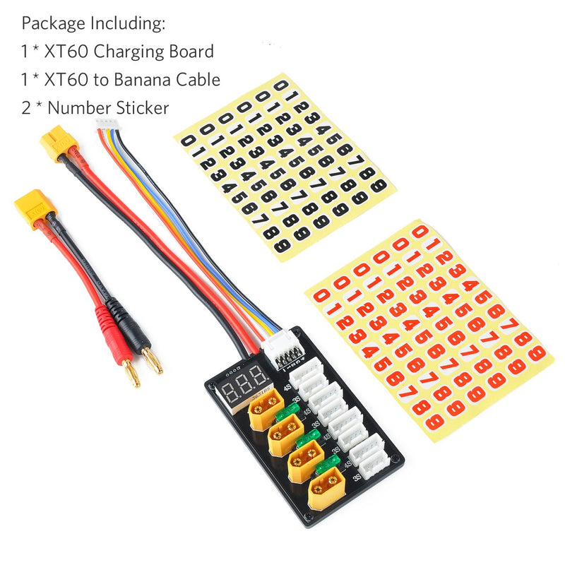 XT60 Parallel Charging Board for 3S 4S LiPo Batteries XT60 Connector with XT60 to Banana Connecting Cable